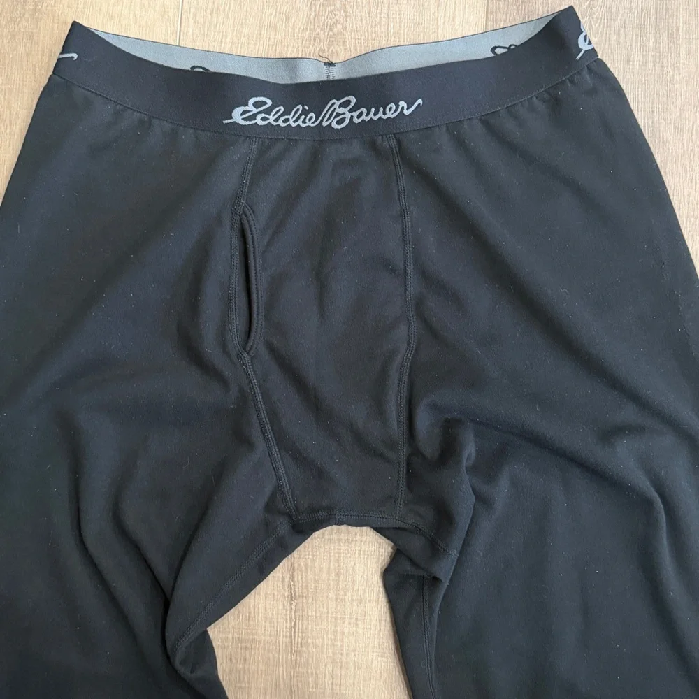 Eddie Bauer Men Large Thermal Base‎ Layer leggings Black Polyester